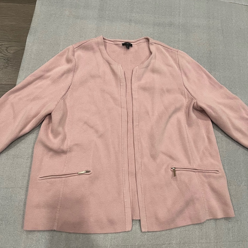 [1X]Talbots Soft Pink Women's Knit Open Cardigan Blazer
